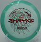 Innova Halo Star Shryke high-speed driver launched on a hyzer-flip turnover at Morley Field Disc Golf Course in San Diego, California