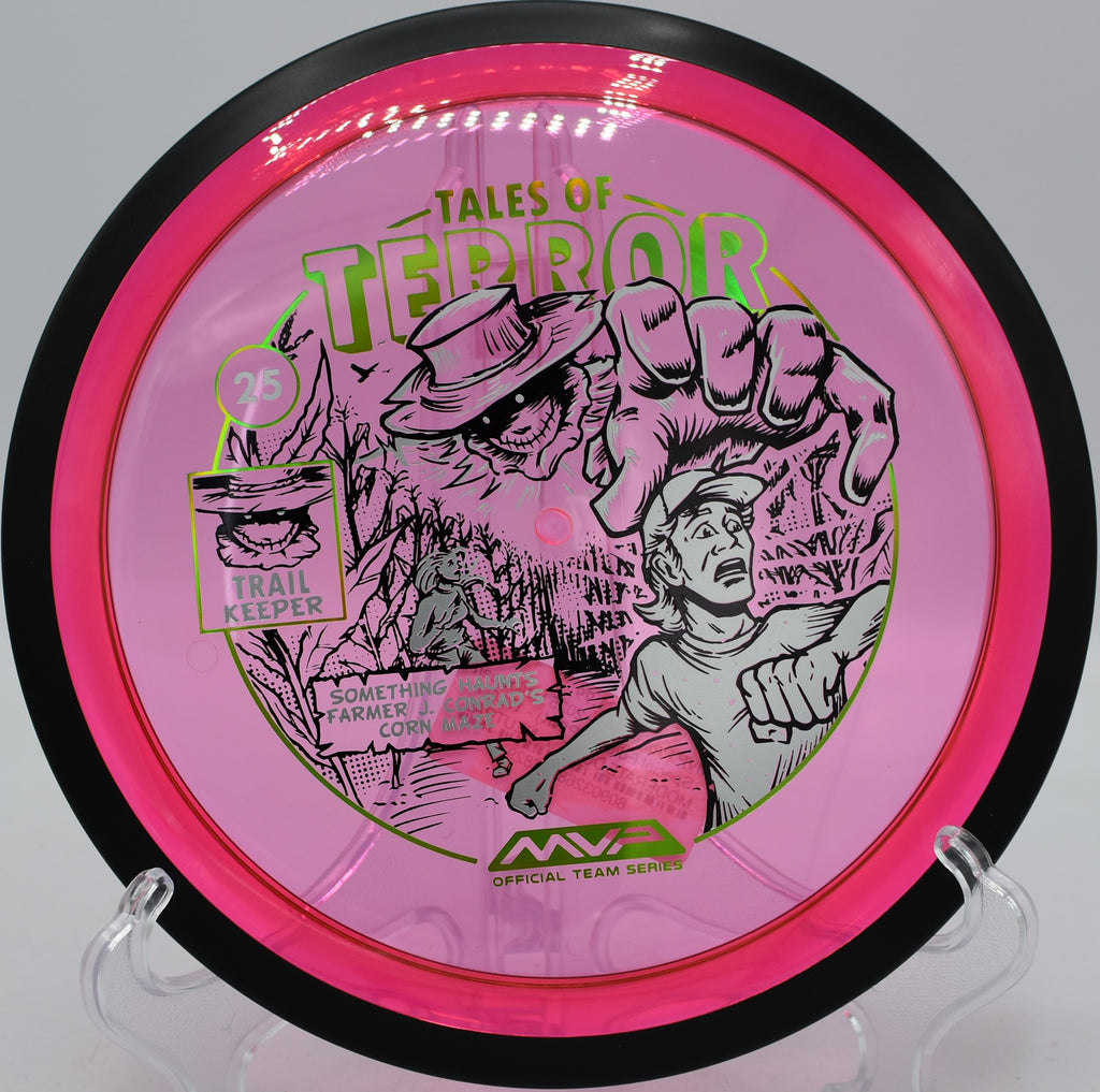 2025 MVP Proton Trail Halloween disc flying dead-straight with no turn at BlueGill Disc Golf Course in Wayland, Michigan