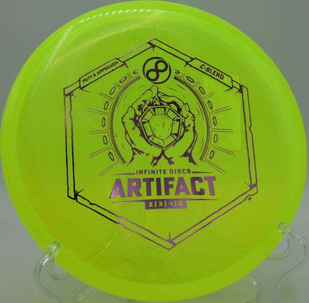 C-Blend Artifact mid-putt release at Sabattus Disc Golf Course in Sabattus, Maine, with torque-resistant control and clean beadless feel.

