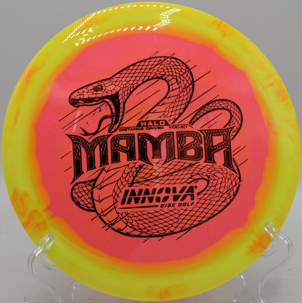 Halo Mamba launched for a standstill power hyzer-flip at Kentwood Park DGC in Raleigh, North Carolina.

