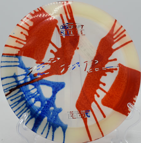 Discraft Hades in FlyDye plastic launched standstill for a long turnover line at Sabattus DGC in Maine.

