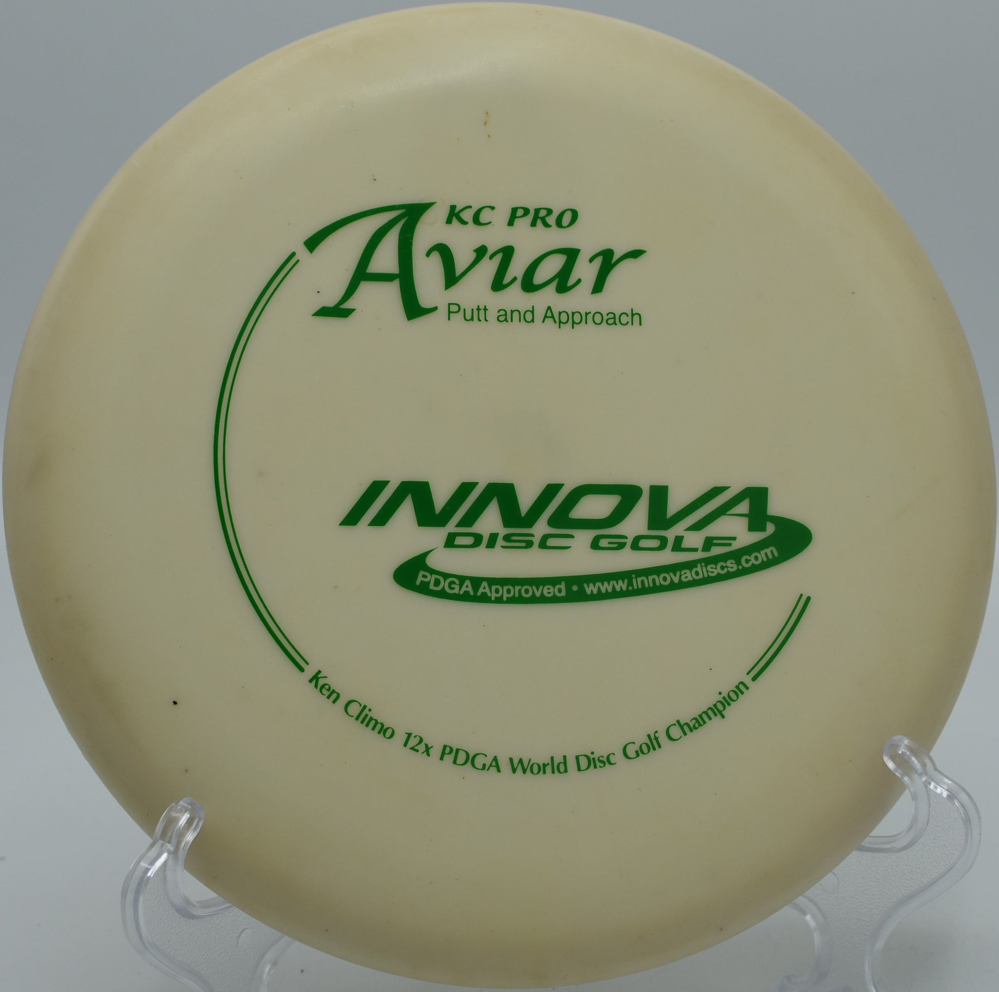 KC Pro Aviar landing softly near the target on Hole 5 at Water Works Park Disc Golf Course, Kansas City, Missouri.