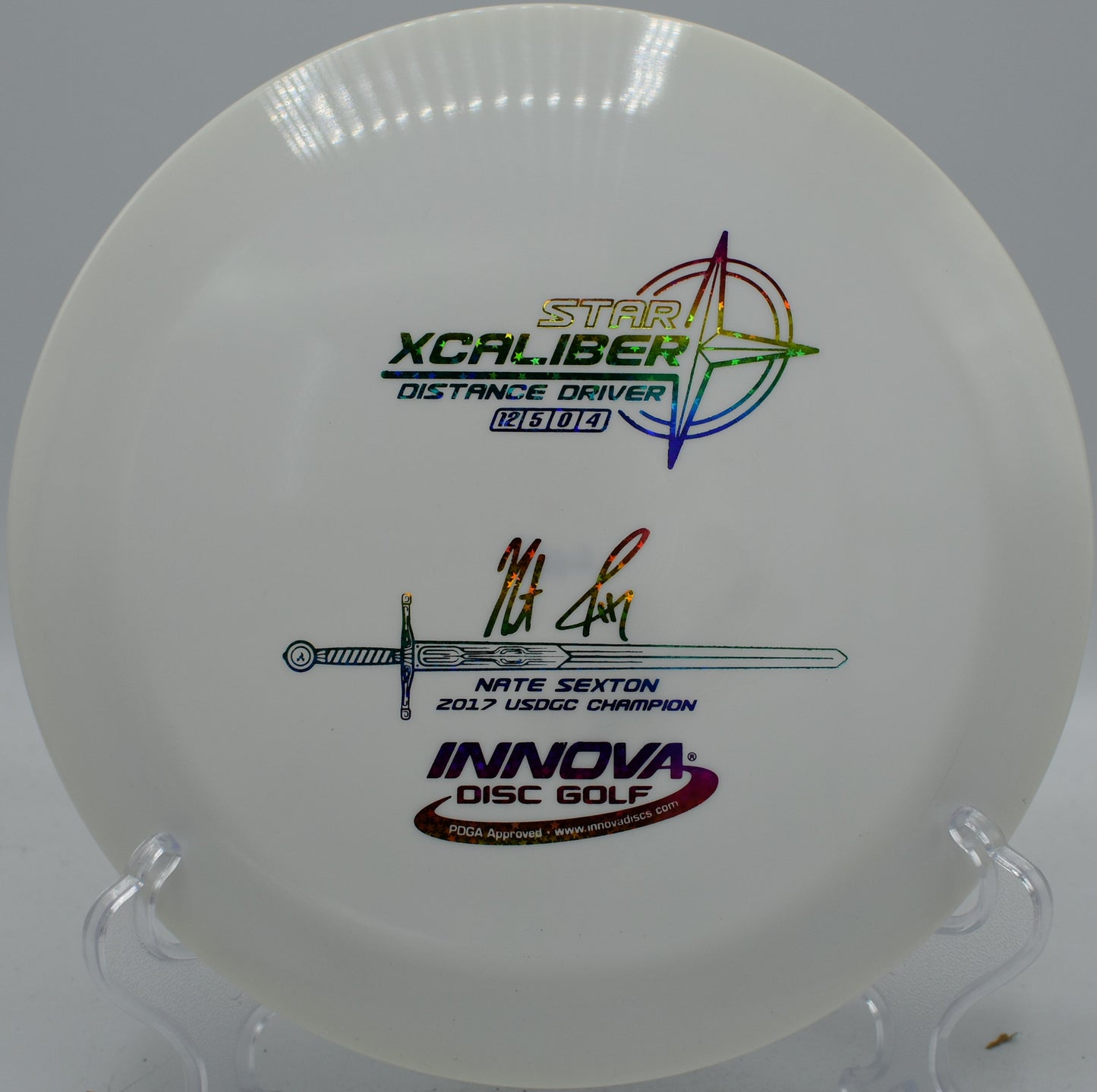 Overstable Star XCaliber thrown on a full flex forehand at Glenwood Springs DGC in Colorado

