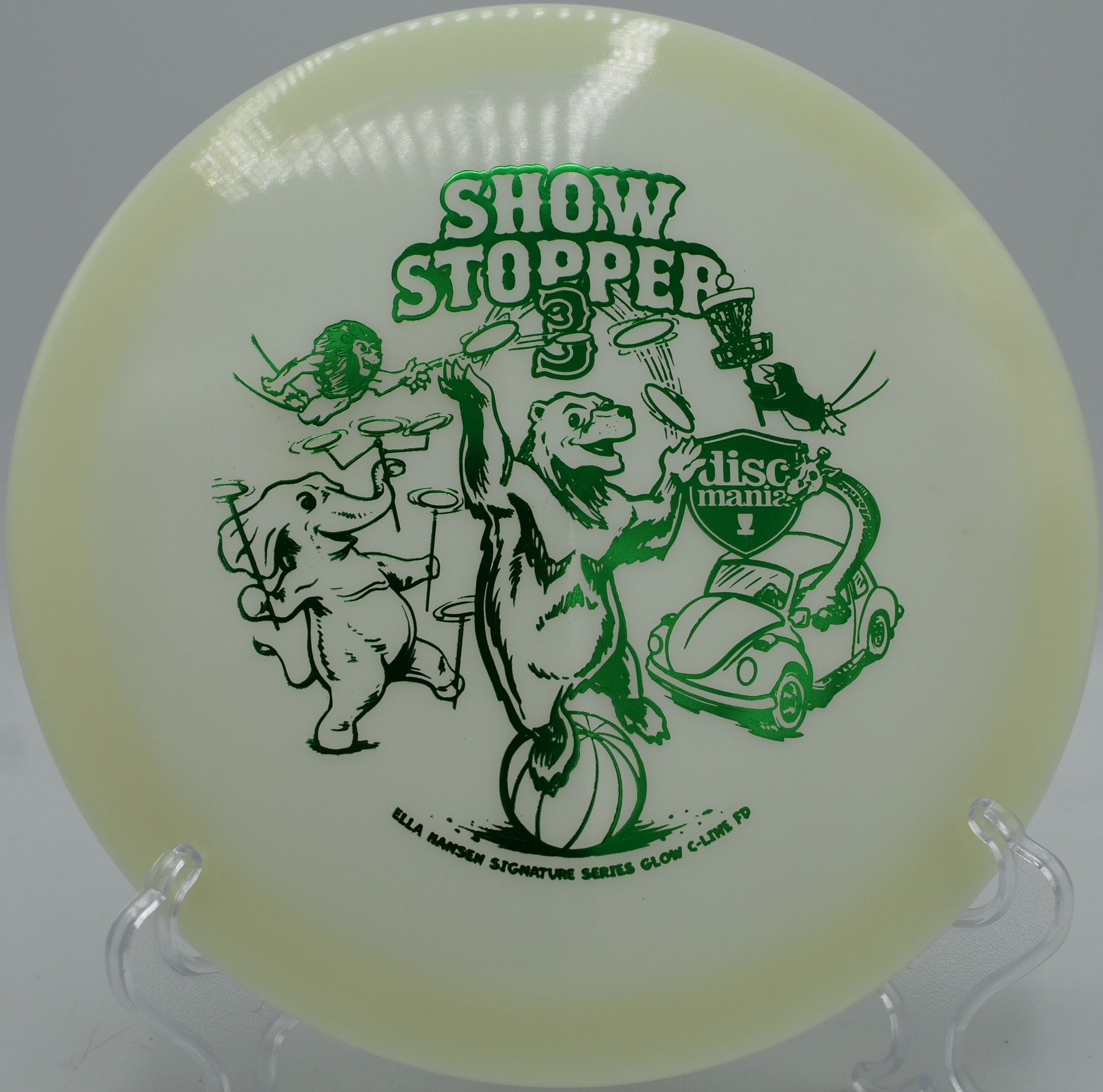 Discmania Glow C-Line FD glowing in flight at Maple Hill in Leicester, Massachusetts

