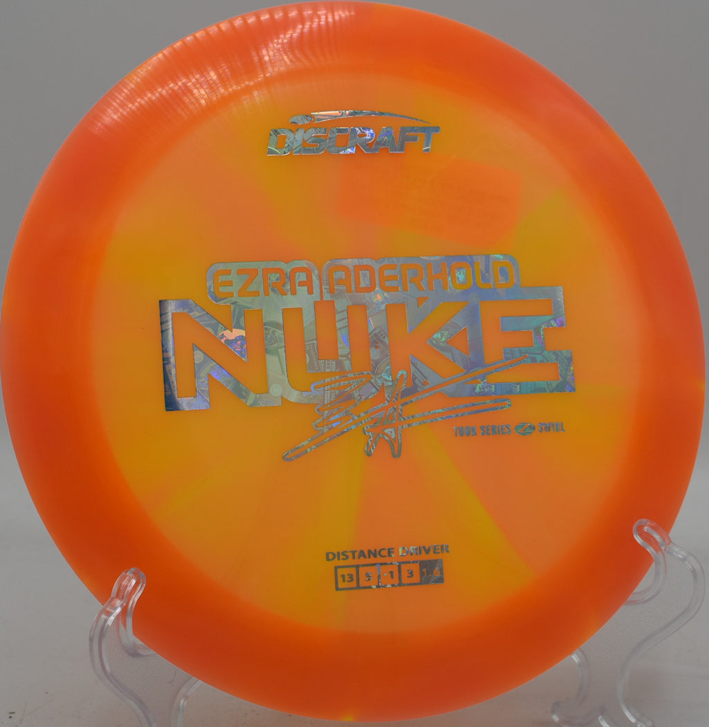 Z Swirl Nuke flying flat and fast over a wide-open field, finishing with a strong skip at Eagles Crossing.

