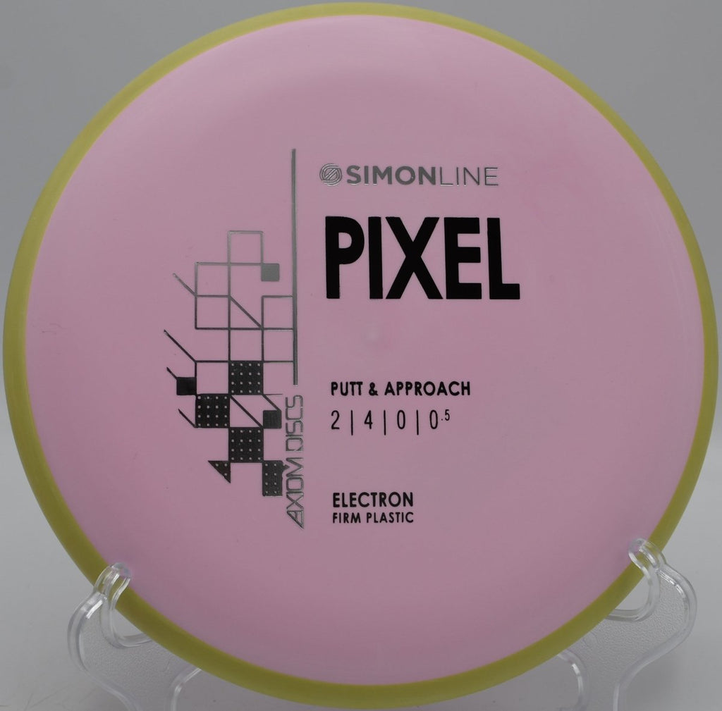 Electron Firm Pixel putter positioned for a spin putt at Green Valley Disc Golf Course in Payson, Arizona