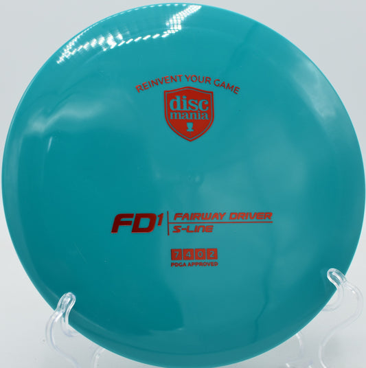 Discmania S-Line FD1 flying dead straight with a soft fade at Maple Hill DGC in Leicester, Massachusetts.

