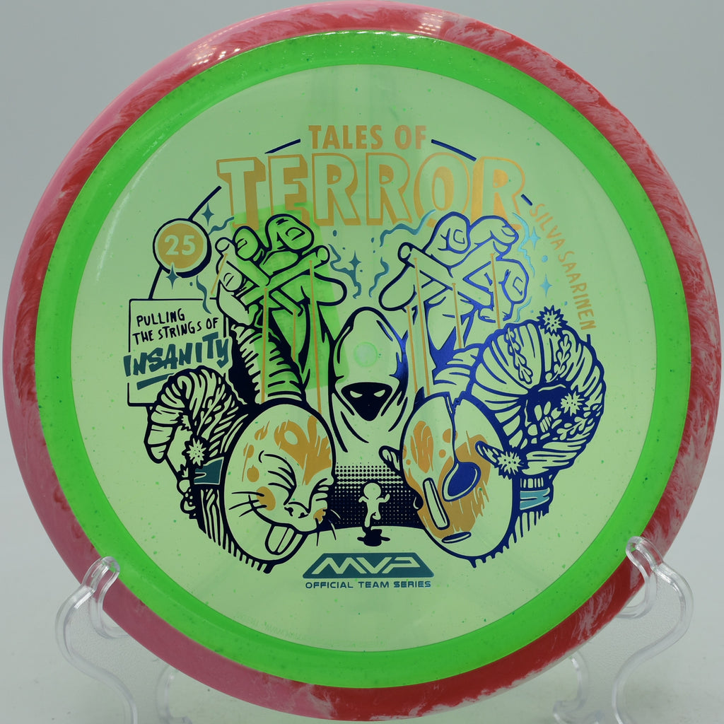 Halloween Proton Insanity speckled glow carving hyzer line at Bryant Lake Disc Golf Course in Eden Prairie, Minnesota