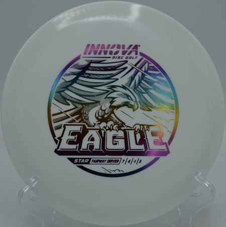 Innova Star Eagle carving a flex line through woods at Tyler State Park Disc Golf Course, Newtown PA