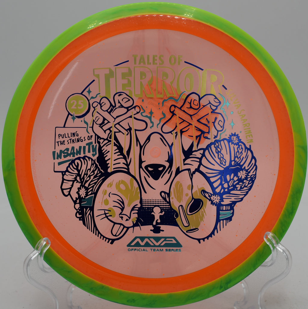 Axiom Halloween Edition Proton Insanity glowing plastic roller at Brown Deer Park Disc Golf Course in Milwaukee, Wisconsin