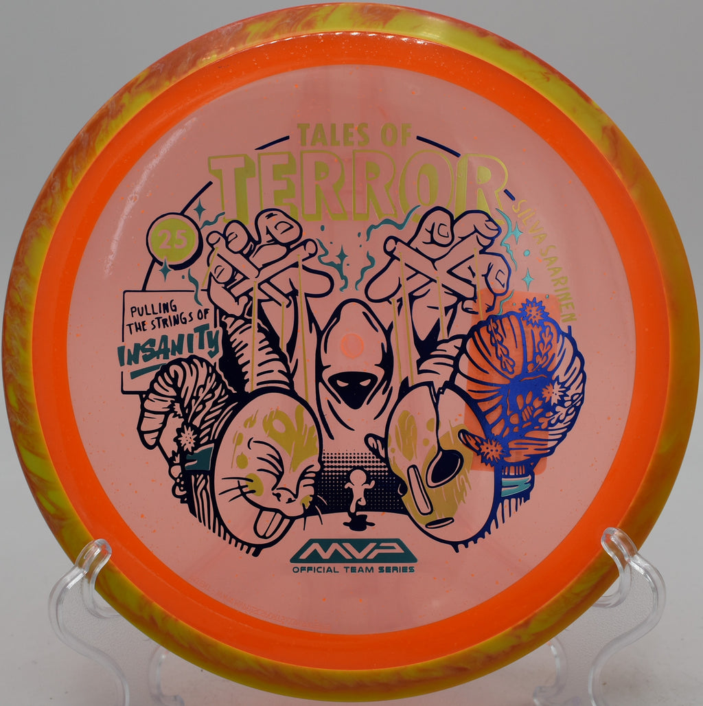 Particle Proton Insanity Halloween speckled glow flying through woods at Moraine White Layout in Pennsylvania