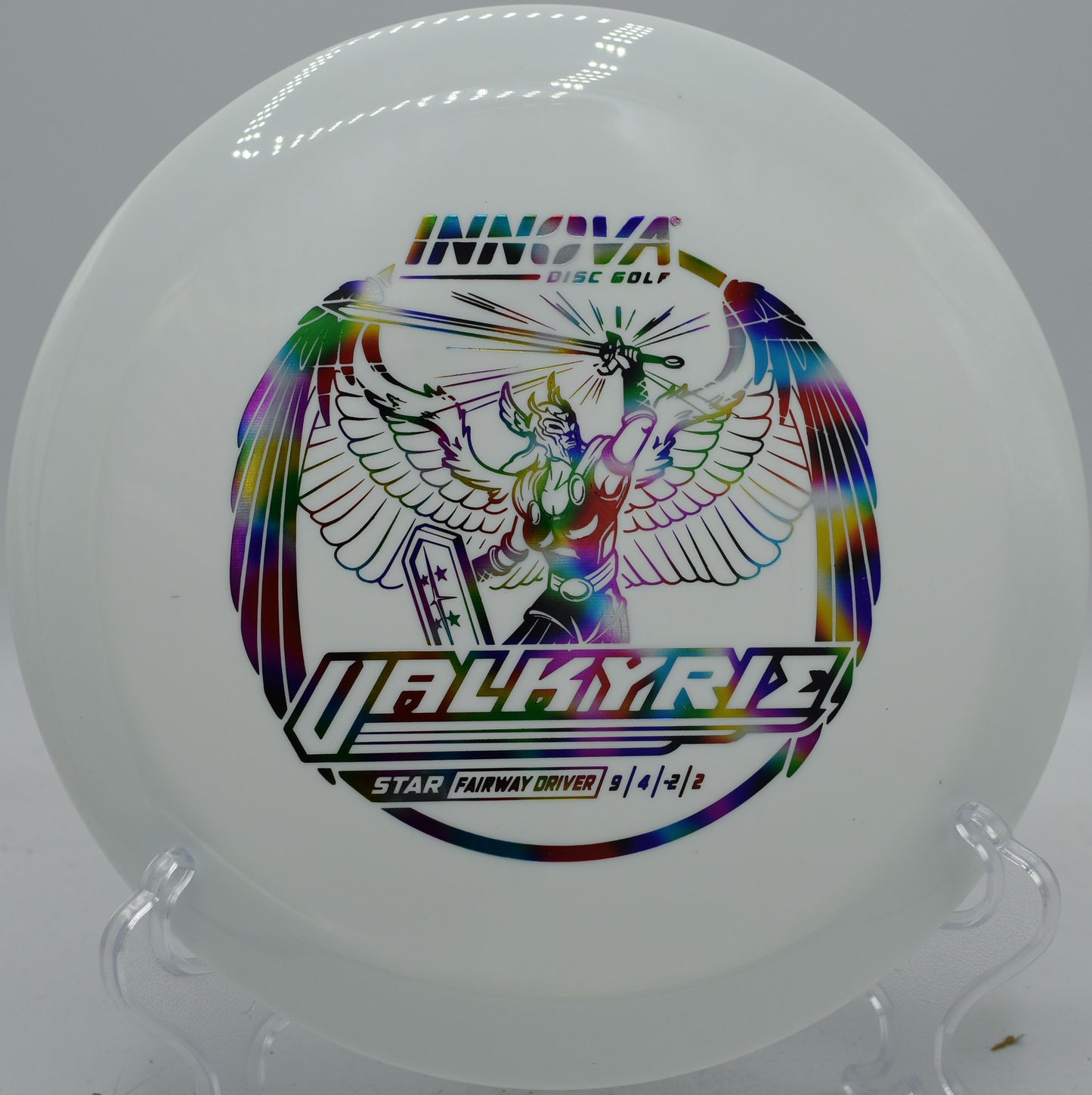 Innova Valkyrie resting on a tee pad at Maple Hill Disc Golf Course in Massachusetts


