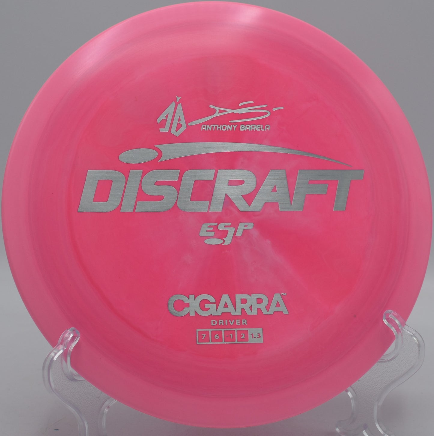 Discraft ESP Cigarra flying with high-speed glide on a tailwind shot at Maple Hill Disc Golf Course in Leicester, Massachusetts

