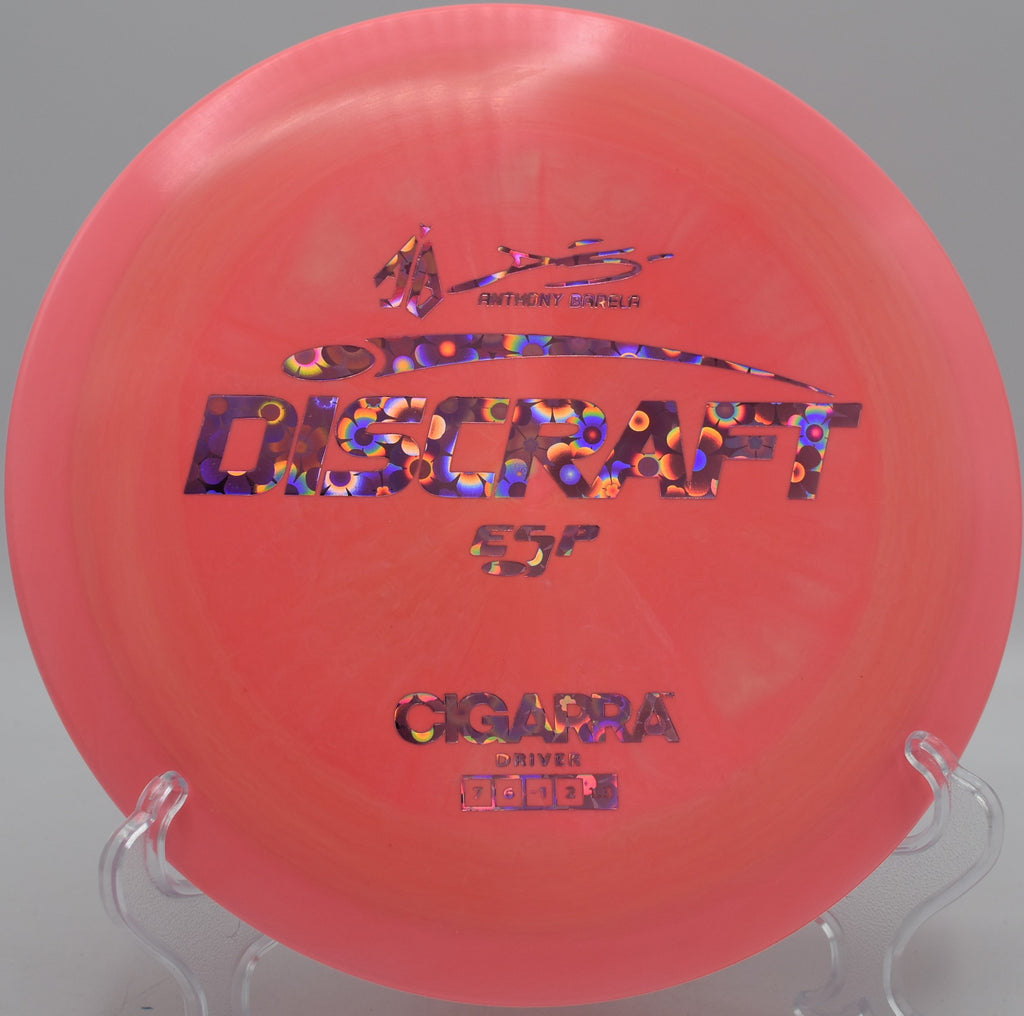 Discraft ESP Cigarra thrown on a hyzerflip-to-turn line at Harmony Bends in Columbia, Missouri


