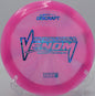 Big hyzer shot with the Z Swirl Venom crashing into a sloped green at DeLaveaga Disc Golf Course.

