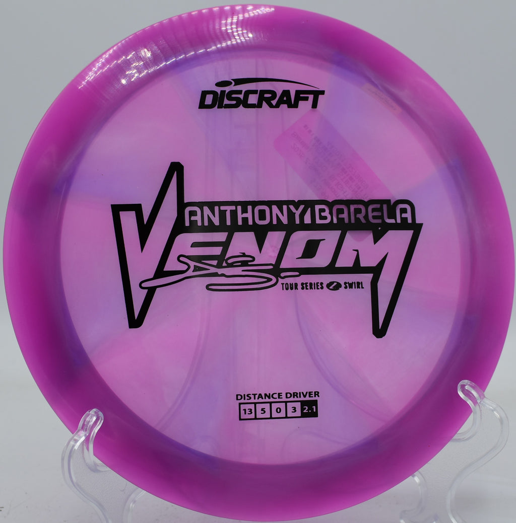 Discraft Z Swirl Venom hugging a tight line with zero turn and aggressive fade at The Sinks in Tennessee.

