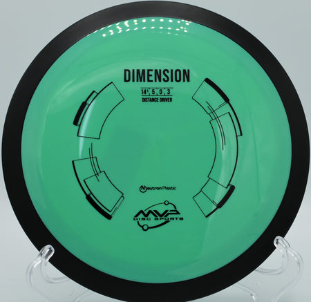 Neutron Dimension resting on gravel near the tee pad at Idlewild Disc Golf Course in Burlington, Kentucky, perfect for forehand power shots.

