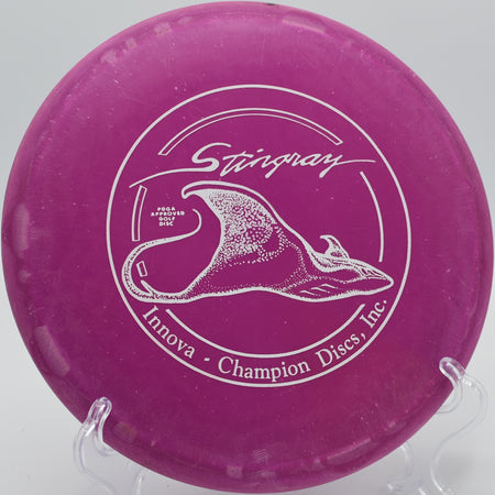 Innova DX Stingray carving a turnover shot on Hole 10 at Blue Ribbon Pines Disc Golf Course, East Bethel, Minnesota.