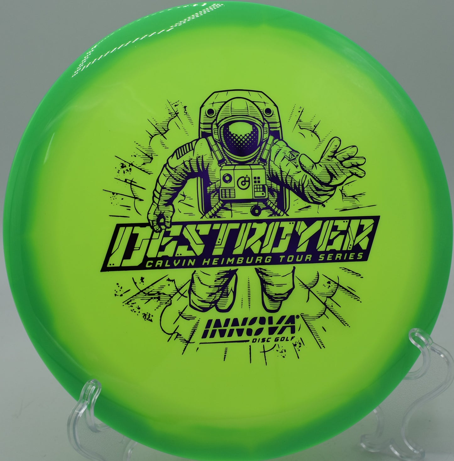 Calvin Heimburg Halo Destroyer thrown downhill at Rock Ridge Disc Golf Course in Pittsboro, North Carolina.

