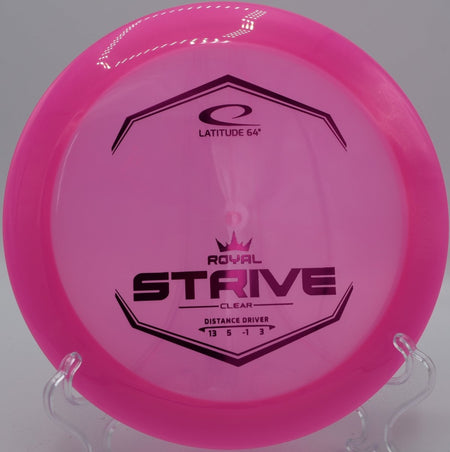 Clear Strive disc golf distance driver launching a full-power drive at Hidden Creek Disc Golf Course, Centralia, Washington
