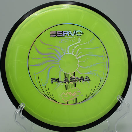 Servo Plasma plastic driver lying on trimmed fairway grass at Moraine State Park in Portersville, Pennsylvania, trusted for line shaping.

