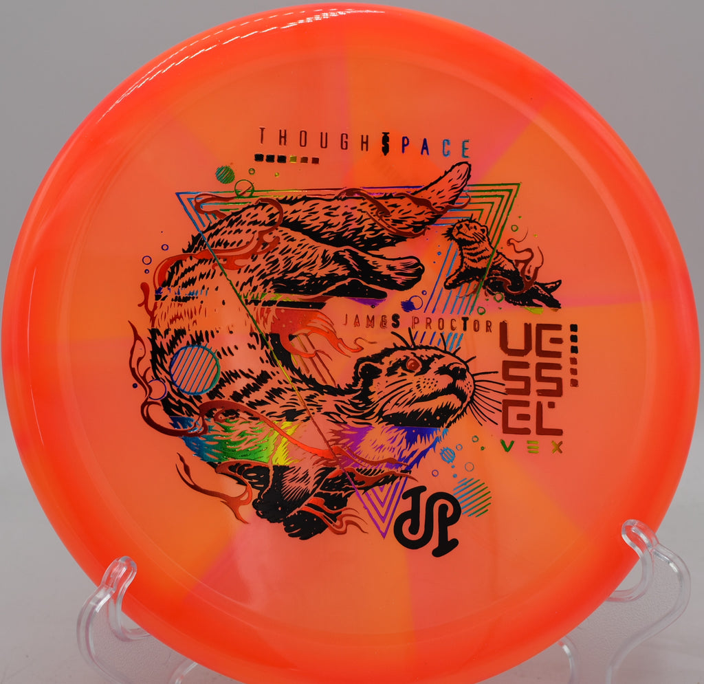 Precision forehand with the Vex Vessel carving up a narrow line into Circle 1 at Iron Hill DGC.

