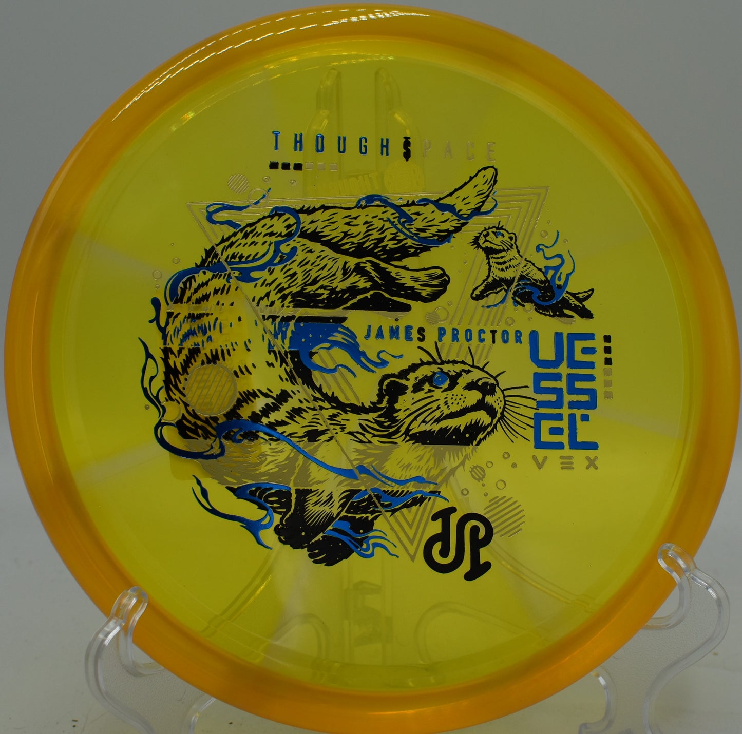 Vex Vessel skipping clean on a gravel green after a laser forehand upshot at Eagles Crossing.

