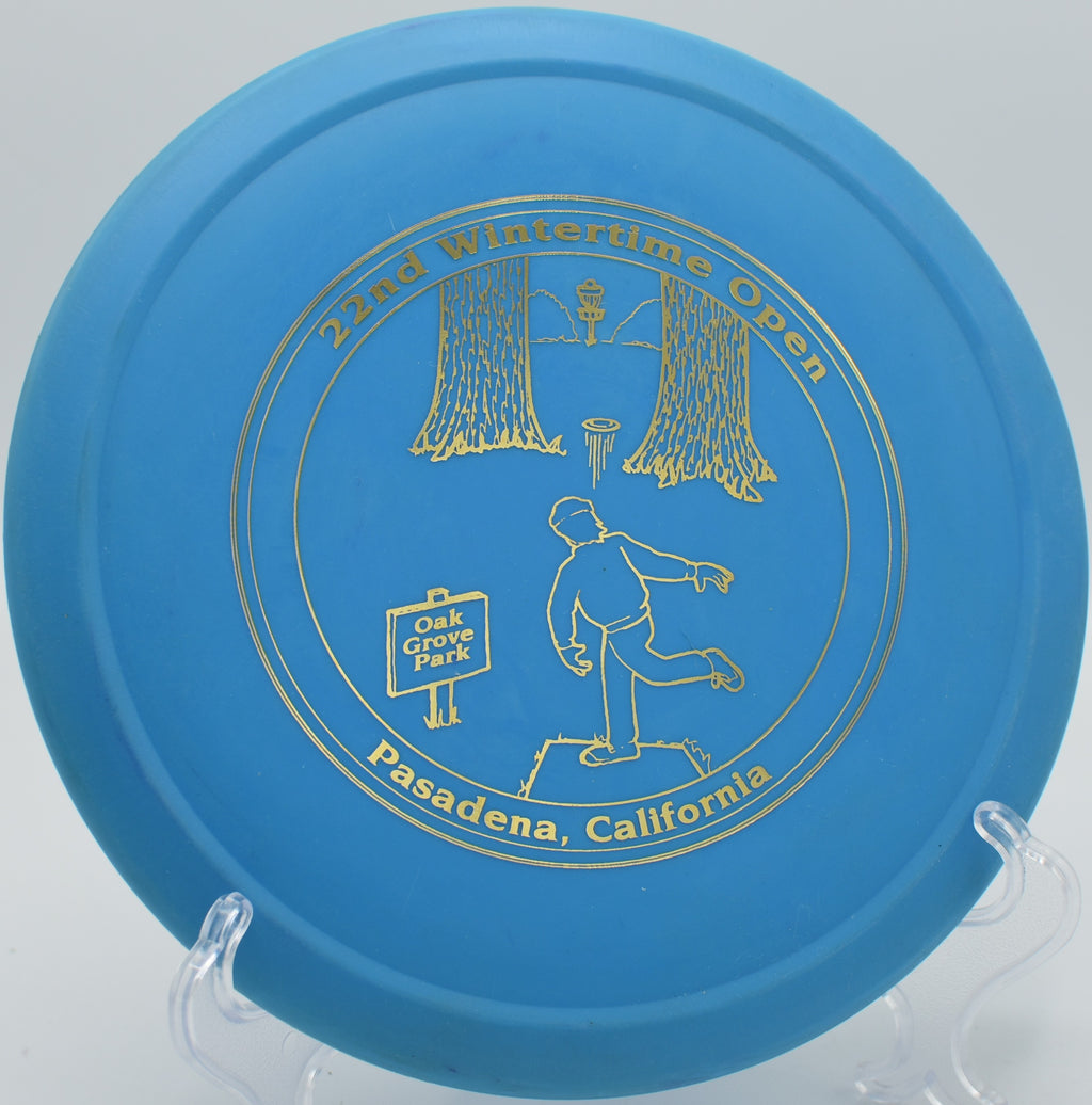 DX Wolf holding a long anhyzer shot on Hole 5 at Kincaid Park Disc Golf Course, Anchorage, Alaska.