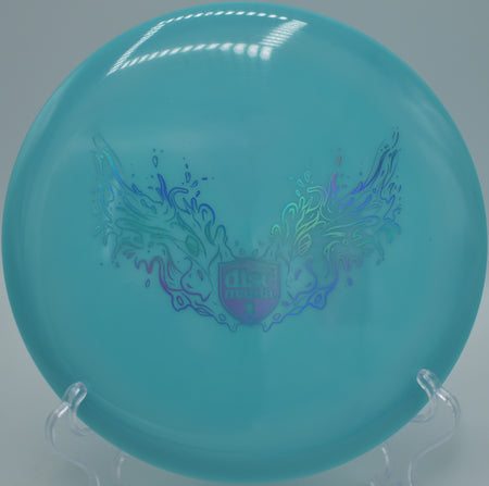 Neo Lumen Founder understable midrange hyzer flipping down tunnel fairway at Tyler State Park, Newtown PA