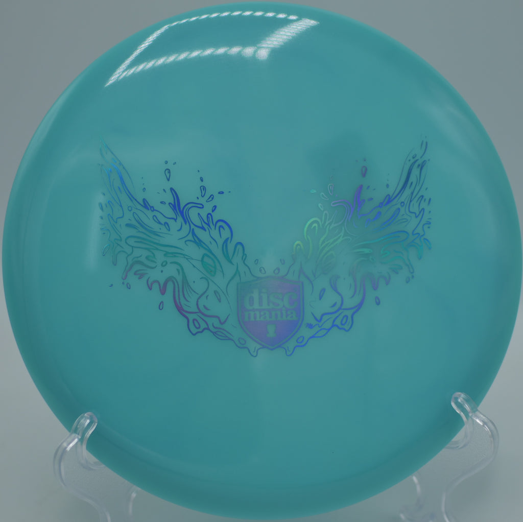 Discmania Founder bright glow disc floating turnover shot at DeLaveaga Disc Golf Course, Santa Cruz CA