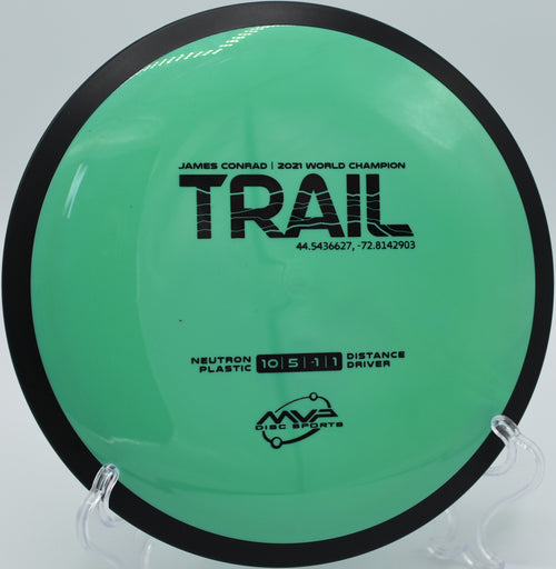 Neutron Trail in action on the technical fairways of Wildcat Springs Disc Golf Course in Hamilton, Illinois.