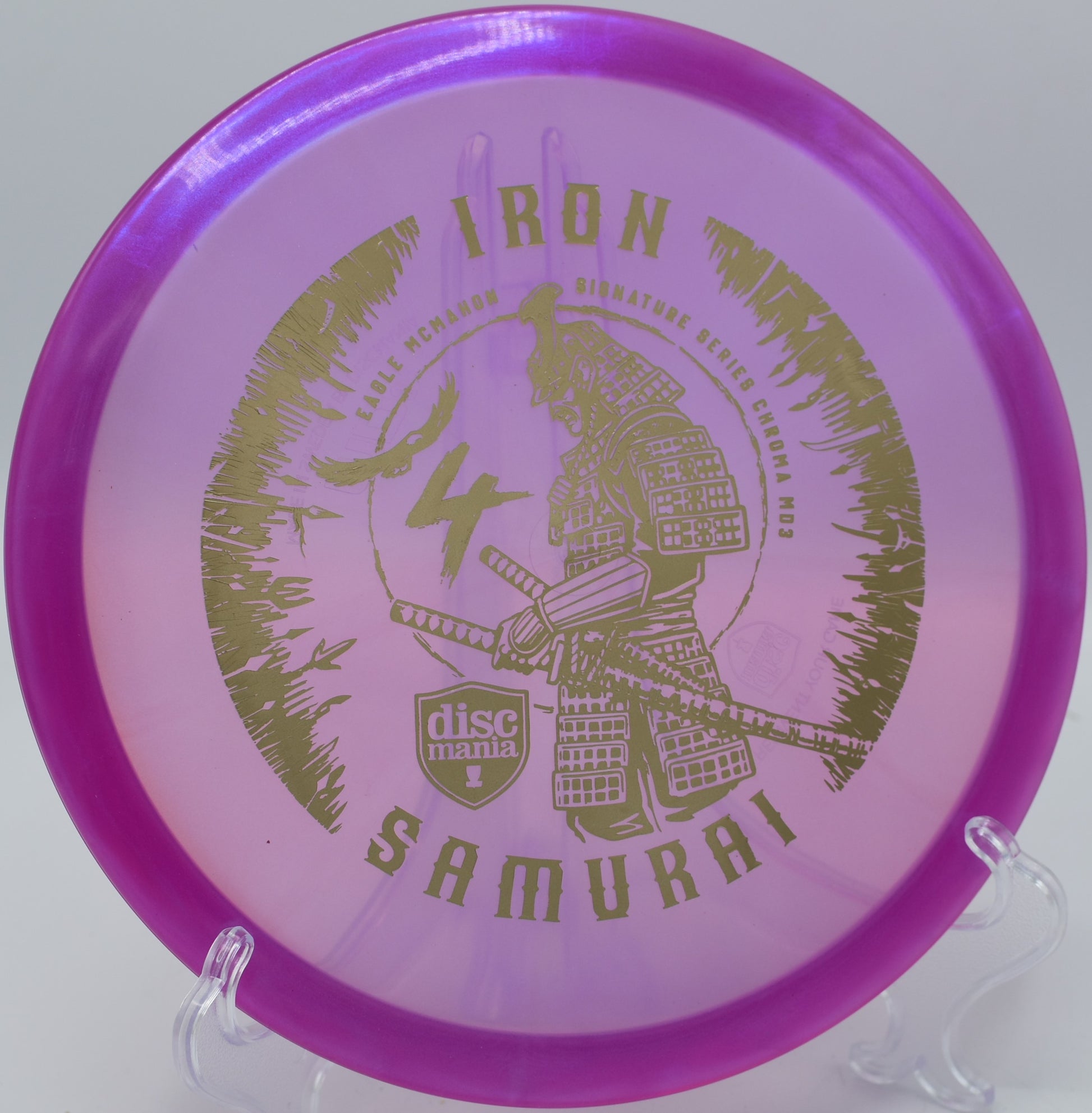 "Iron Samurai 4 midrange disc, perfect for carving clean anhyzer lines, available in Orlando, FL."
