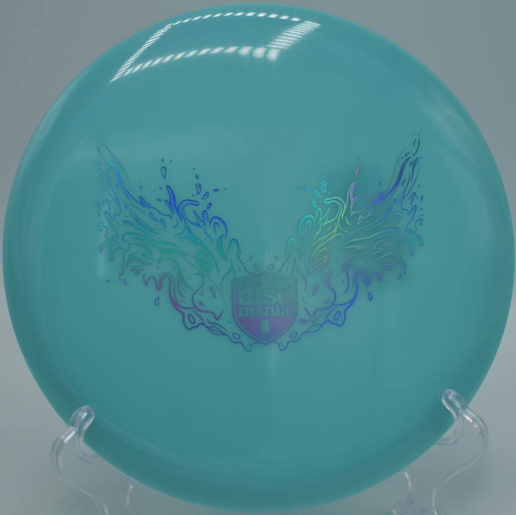 Founder glow midrange shaping gentle anhyzer line at Hornets Nest Disc Golf Course, Charlotte NC