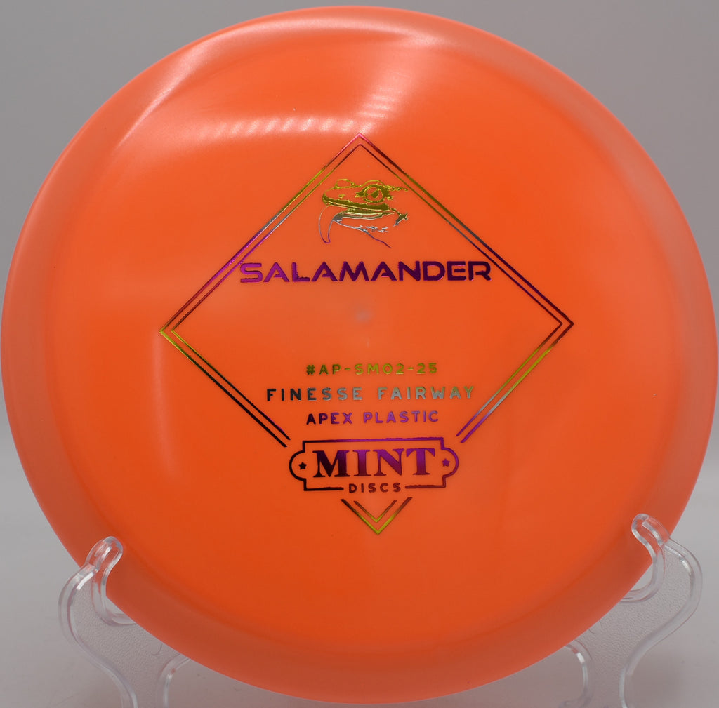 Soft rubber Apex Salamander stopping perfectly on sloped green at Water Works Park in Kansas City, Missouri

