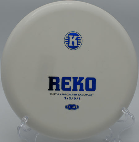 "At Maple Grove Disc Golf in Leicester, MA, K3 Hard Reko shines with a rugged, hard plastic finish and a secure, rounded profile."
