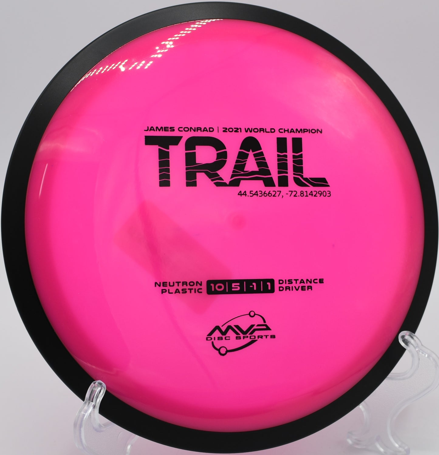 MVP Neutron Trail spinning precisely at Maple Hill Disc Golf Course, Leicester, Massachusetts.