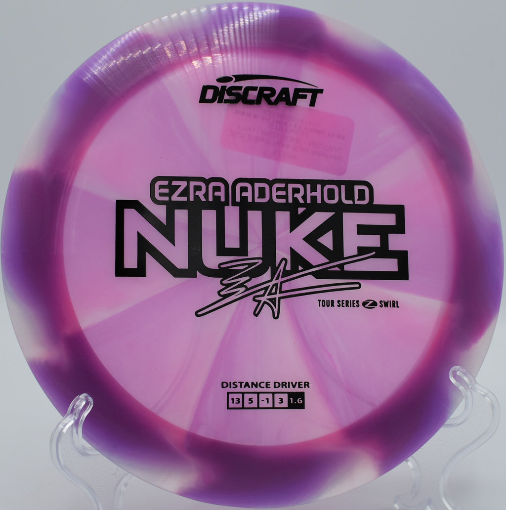 Z Swirl Nuke launched on a max-distance flex line at Eagles Crossing, fading late past 450 feet.

