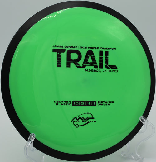 MVP Neutron Trail gliding over technical greens at Frost Valley Disc Golf Course, Claryville, New York.