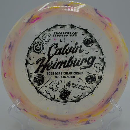 Innova Party Time Destroyer high-speed backhand bomb over water at DeLaveaga Disc Golf Course, Santa Cruz CA