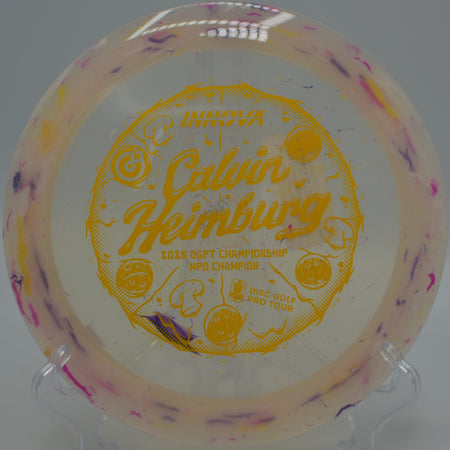 Innova Party Time Destroyer long glide turnover drive at Blue Ribbon Pines, East Bethel MN