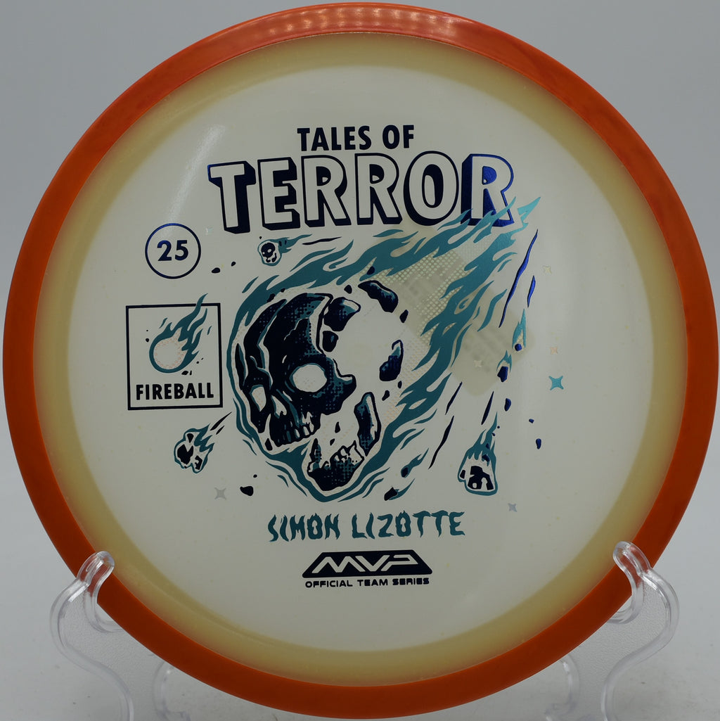 Fireball Halloween Blue Glow glow specs hyzer bomb at Coggshall Park Disc Golf Course in Fitchburg, Massachusetts