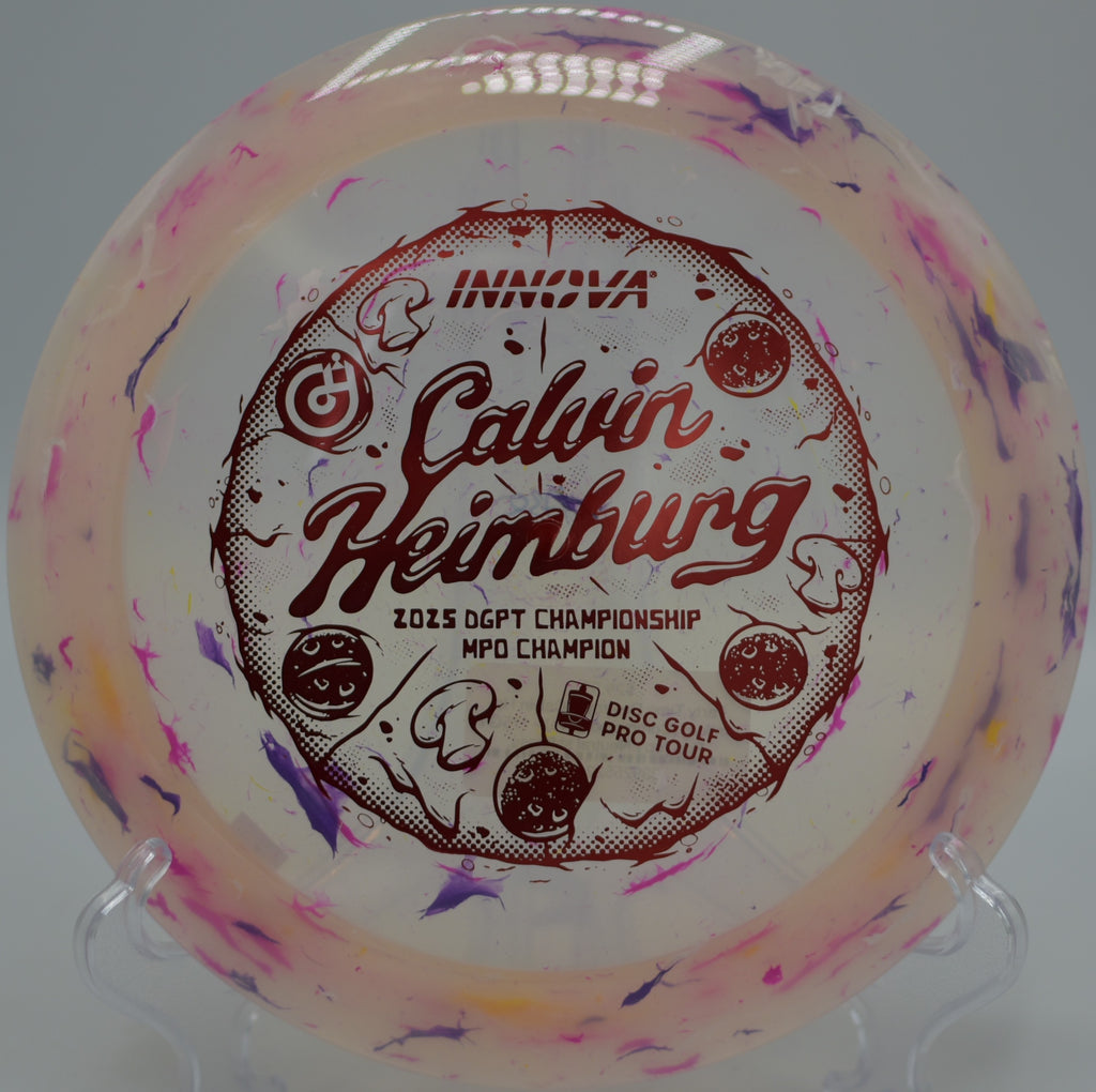 Party Time Destroyer bright swirl finish cutting through wind at Idlewild Disc Golf Course, Burlington KY