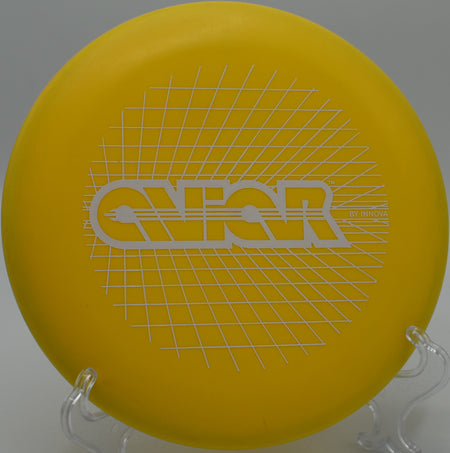 Innova Microbead Aviar landing softly near the basket on Hole 14 at Lake Marshall Disc Golf Complex, Montross, Virginia.