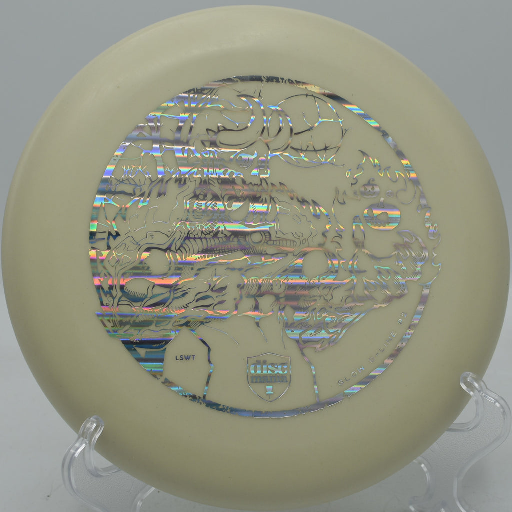 Discmania P2 in D-Line plastic settling softly on a nose-up float at Sabattus DGC in Sabattus, Maine.

