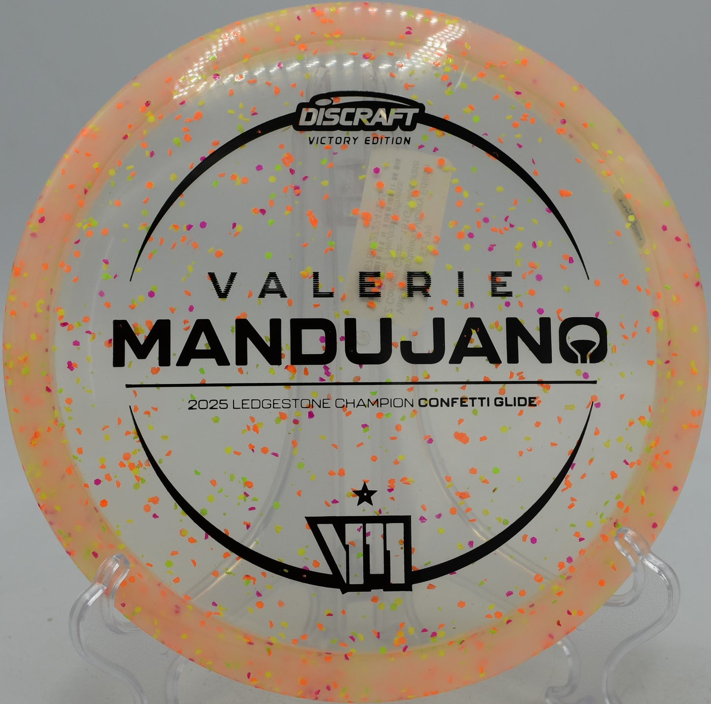 Z Glide Confetti edition launching turnover drive at Bear Mountain Disc Golf Course in Waterbury, Vermont