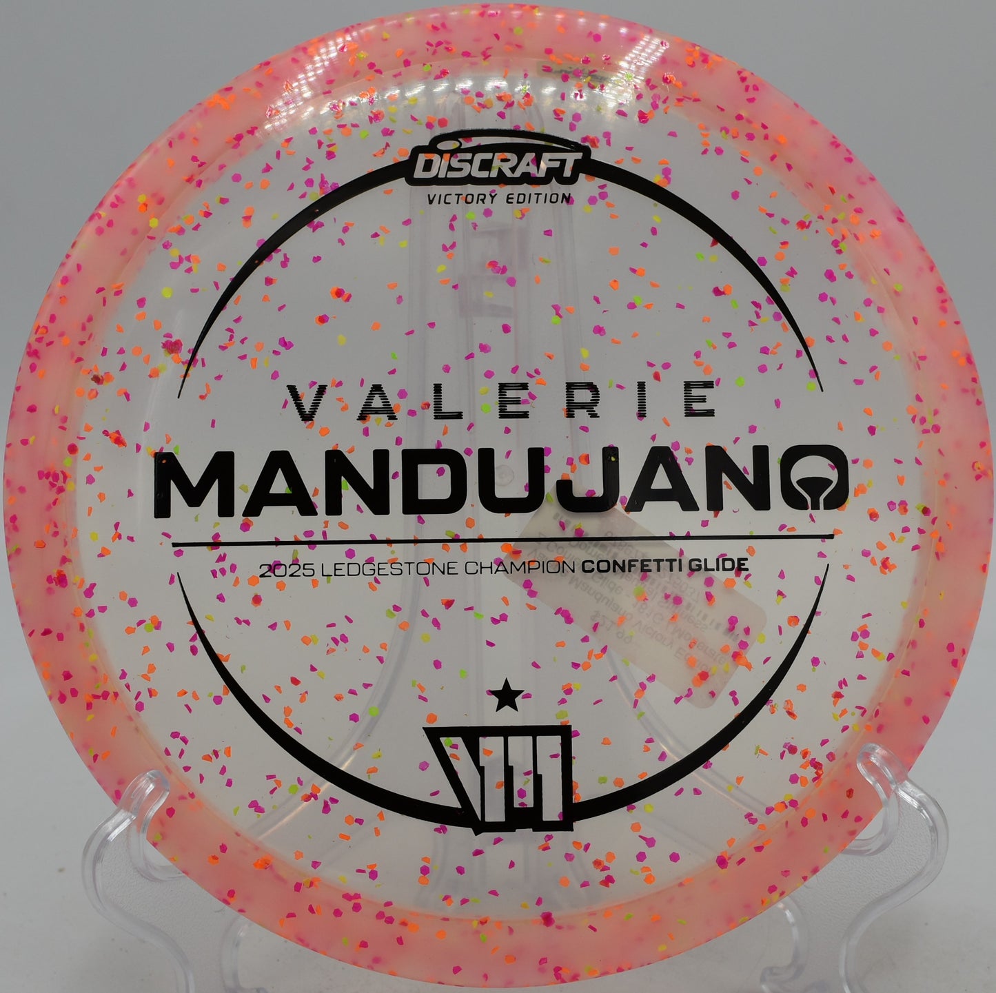 Discraft Z Confetti Glide floated approach at Pier Park Disc Golf Course in Portland, Oregon