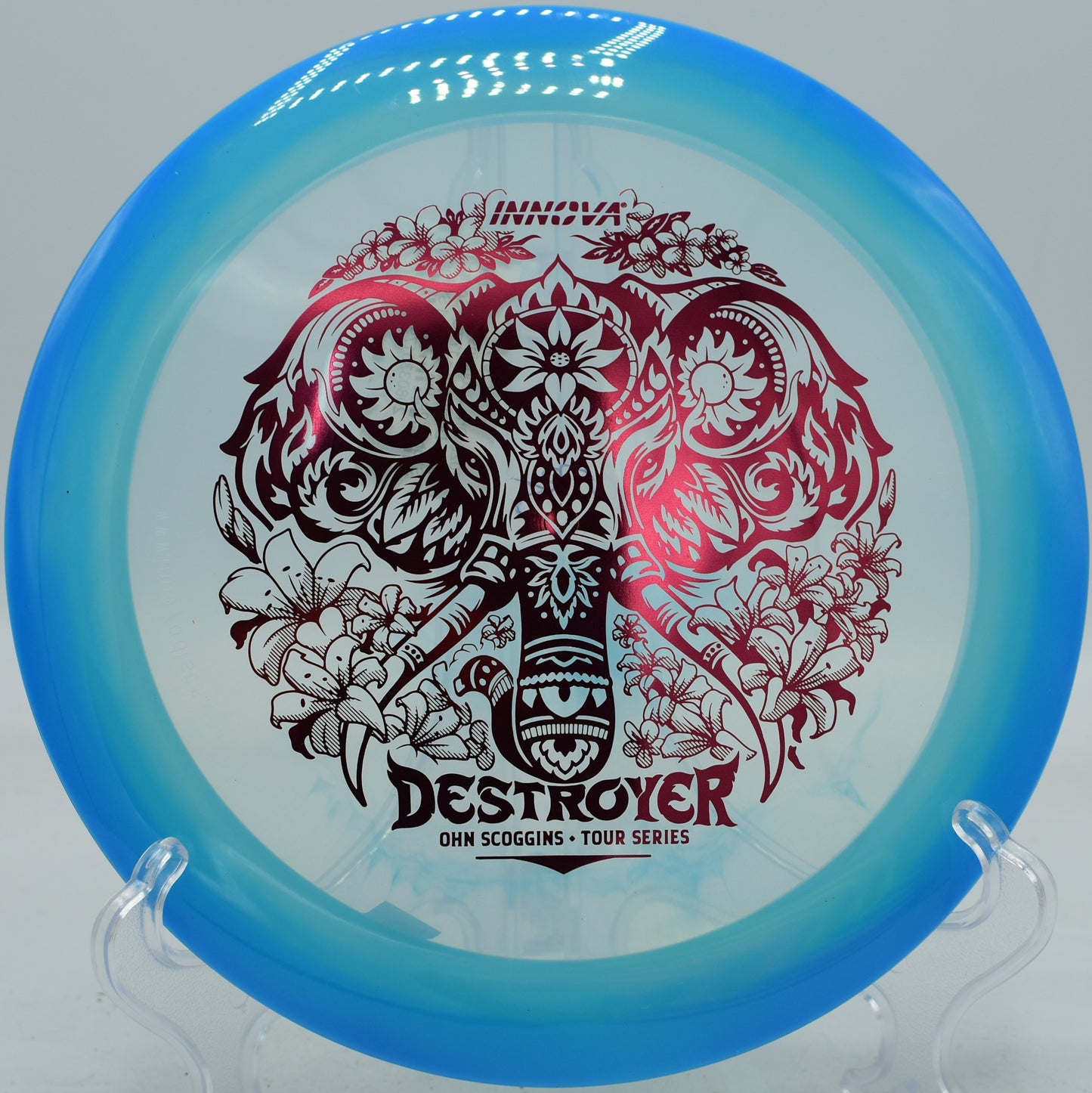 Innova Destroyer spinning on a low line drive at Tom Brown Park in Tallahassee, Florida

