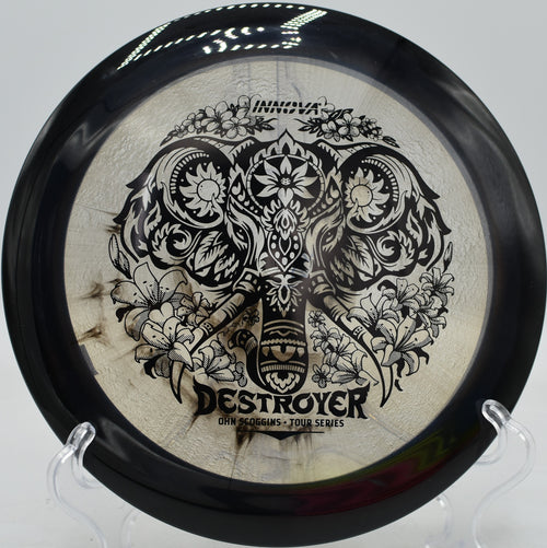 Innova Halo Star Destroyer resting on the tee pad at Maple Hill in Leicester, Massachusetts

