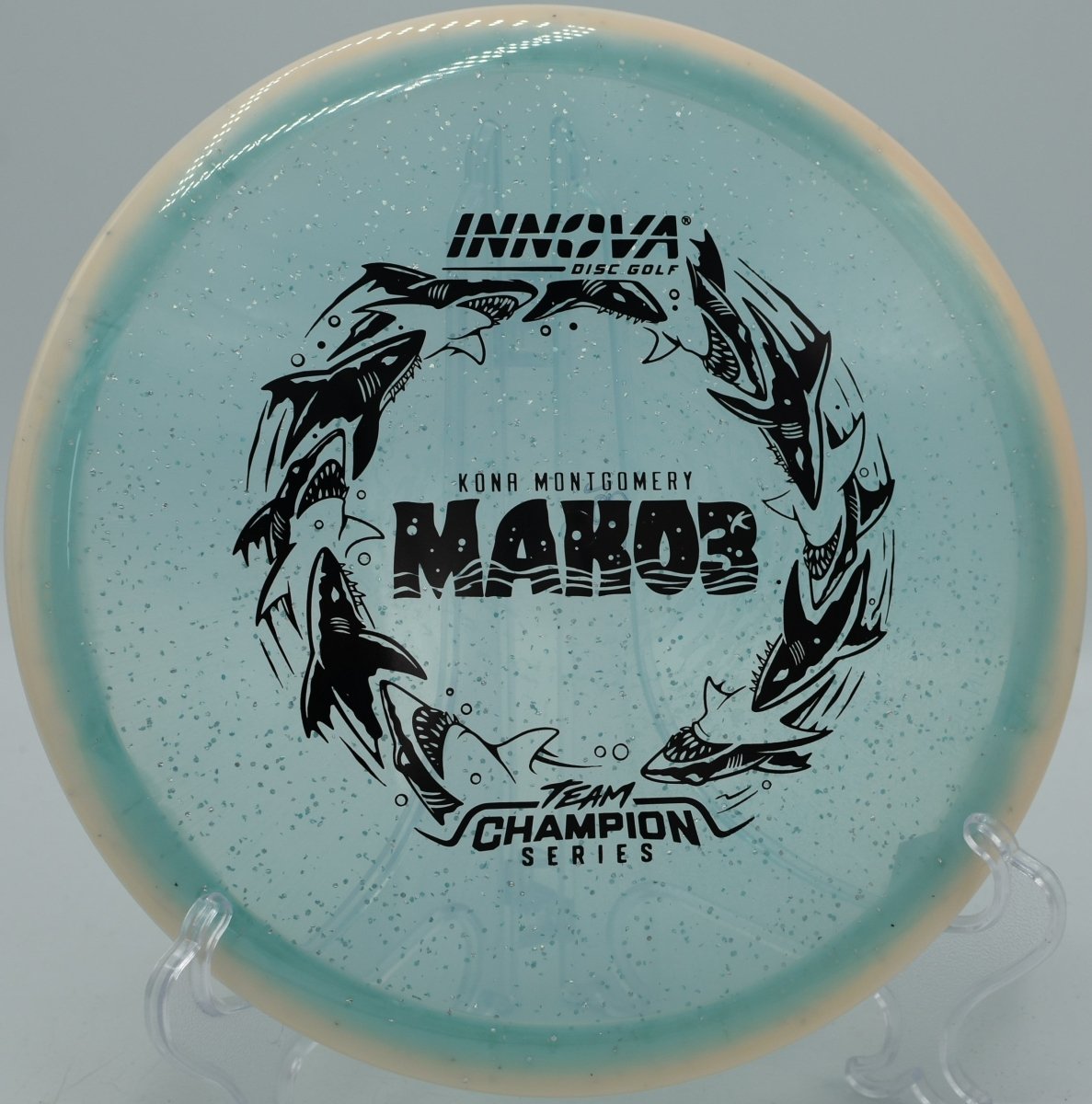 2026 Kona Montgomery Tour Series Mako3 positioned at Northwood Black Disc Golf Course in Morton, Illinois, excelling on technical fairways and controlled backhand releases