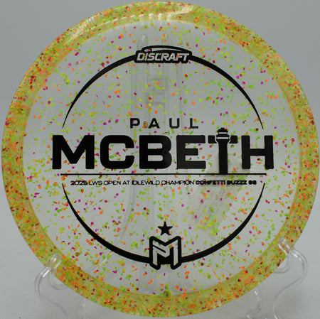 Z Confetti Buzzz SS midrange floating straight at Maple Hill Disc Golf Course in Leicester, Massachusetts